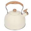 Pfeifender Wasserkocher, Edelstahl-Teekessel, 2,5 l, pfeifende Teekanne, ergonomischer Griff, Teekanne, Beige
