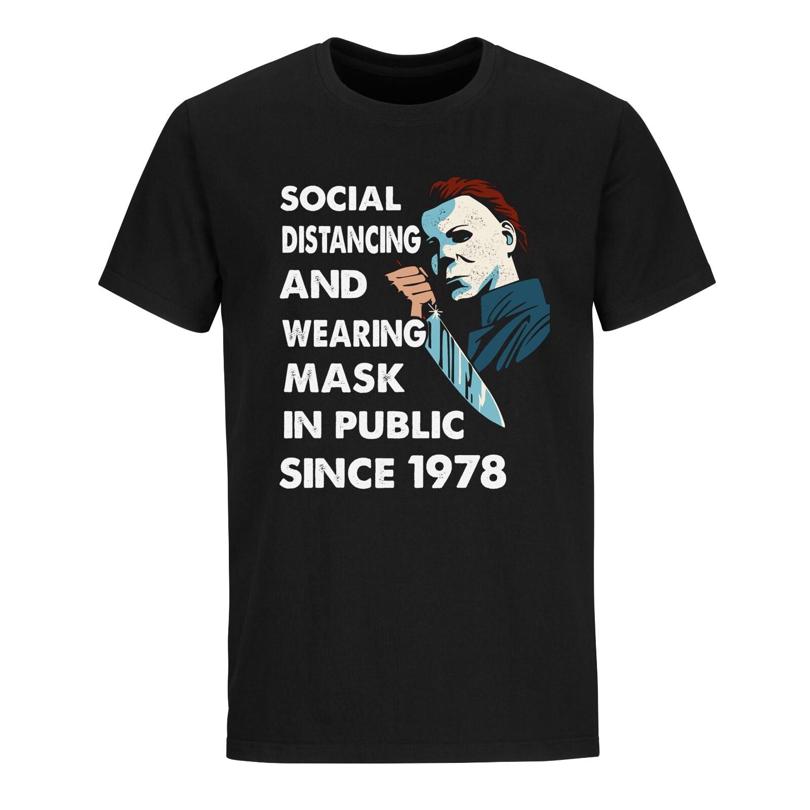 Halloween T-Shirt Mens Womens Tees Top Social Distancing T-Shirt Mens Womens Tees Top Funny Horror Masks Sarcastic T-Shirt Mens Womens Tees Top S