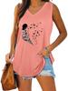 Women Fashion V Neck Printed Sleeveless Top Summer Casual Pullover Loose Tank Top