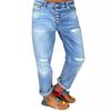 2025 Blue Ripped Women's Loose Straight Jeans - European & American Style