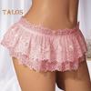 Women Skirt Panties Lace Triangle Underpants Low Waist Floral Embroidery Ruffle Briefs Bedroom Sex Clothes for Honeymoon Wedding Night