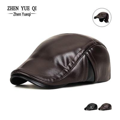 Winter PU Warm Duckbill Cap for Middle-Aged & Elderly Men with Ear Protection