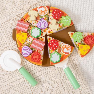 Holz-Simulations-Schneide-Pizza-Rollenspielspielzeug Pädagogisches Küchen-Kochhaus Farb-Erkennungsspiel für Kinder ab 2 Jahren Geschenk