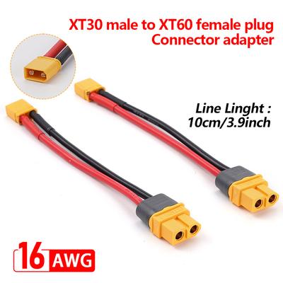 Złącze męskie XT30 do żeńskiego złącza wtykowego XT60 z przewodem silikonowym 100MM 16AWG do akumulatora RC Lipo RC Drone Car Boat