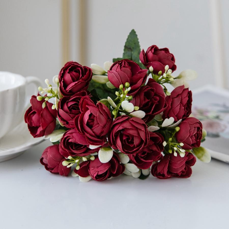 

Artificial Flowers Silk Rose Tea Bud Festival Wedding Brial Bouquet Photography Background Home Room Decora Dining Table Gifts 1 pc красный