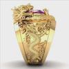 Hecheng 3D Engraved Domineering Dragon Ring - European & American Style Jewelry