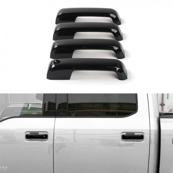 4Pcs Car Exterior Door Handle Cover Trim Decor for Ford F150 2015- Black