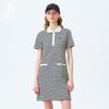 HAZZYS Women's Summer Color-Block Lapel Knit Dress