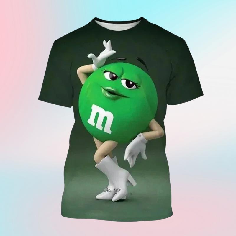 M&m's Chocolate Beans 3D Print O-Neck T-shirts Men Short Sleeve Fashion Hip Hop Oversized Harajuku Y2K T Shirt Unisex Clothes