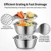 Stainless Steel Strainer Basin Washing Draining 26cm Colander Basket Set for Vegetables Fruits Rice Washing Draining Kitchen
