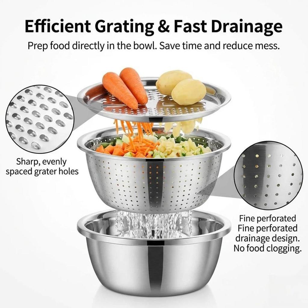 Stainless Steel Strainer Basin Washing Draining 26cm Colander Basket Set for Vegetables Fruits Rice Washing Draining Kitchen