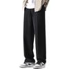 MMOPTOP Japanese-Style Draping Ice Silk Thin Casual Pants for Men, Spring And Summer Loose Straight-Leg Trousers, Black, Size L