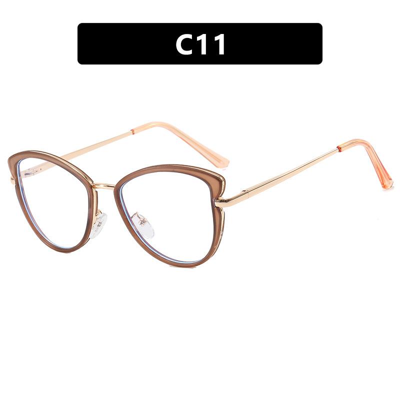 Cat Eye flat mirror TR90 anti blue light glasses frame fashionable color matching can be matched with myopia glasses frame