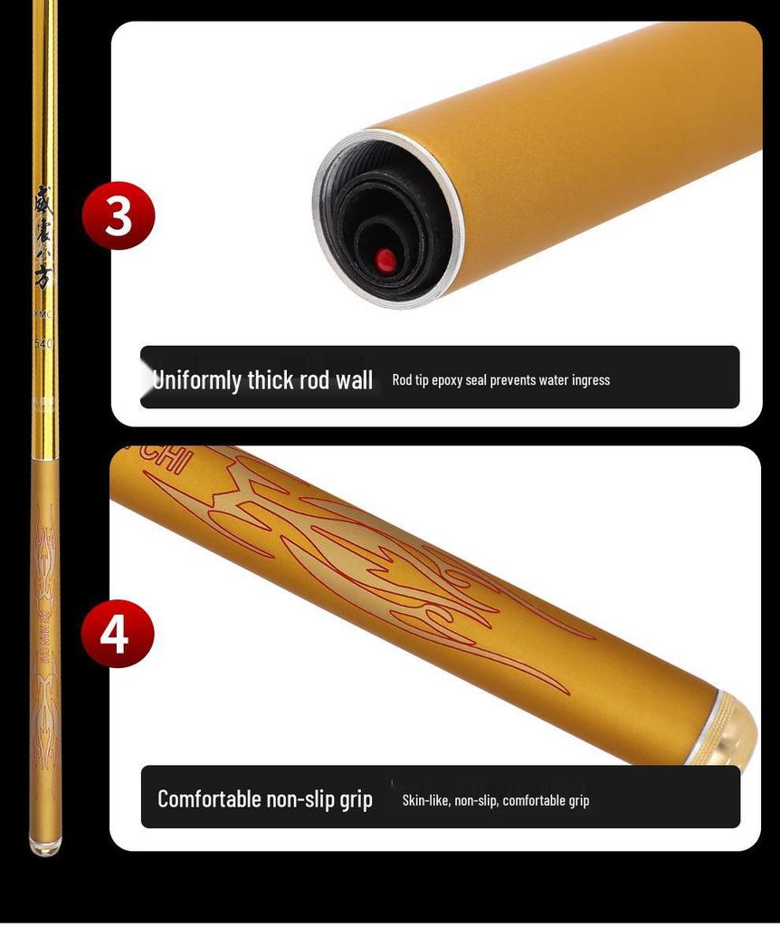 High Carbon 28 Tone Fishing Rod, 3.6-8.1 M, Ultra-Light & Ultra-Hard, Big Five Sections