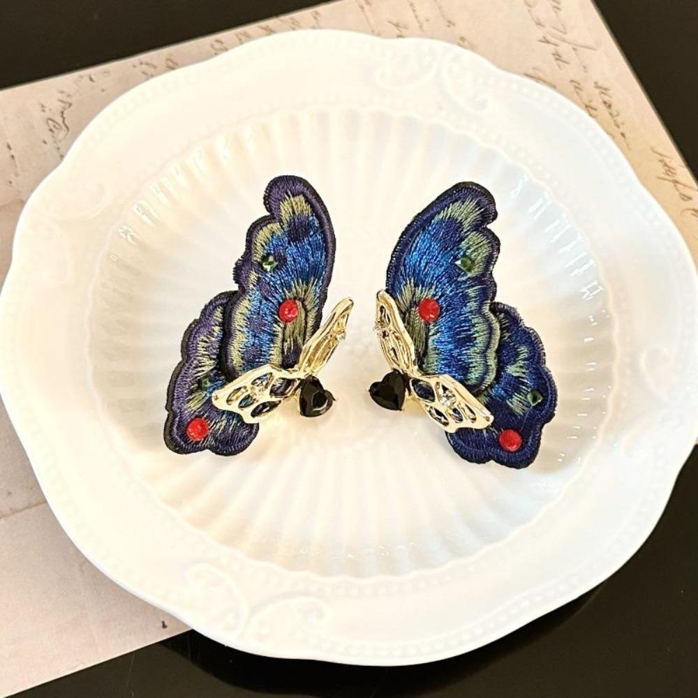 Luxury Embroidery Butterfly Earrings Ear Jewelry Delicate Earrings for Women  Lady Girl