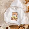 Trendy & Cute Bear-Print Boys' Fleece-Lined Hoodie – Stylish, Comfortable, and Versatile for Autumn & Winter (Outdoor-Ready)