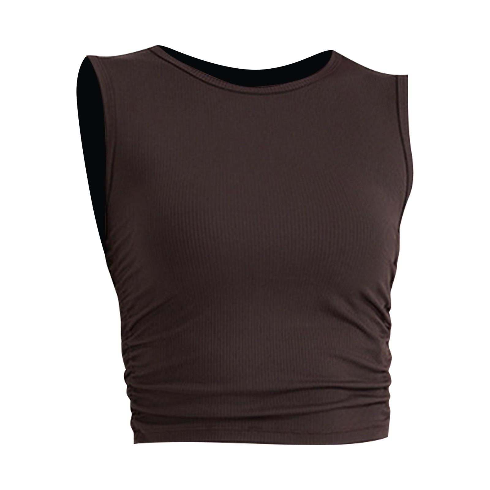 

Women s Casual Color Half High Neck Slim Fit Sleeveless Versatile Vest Top