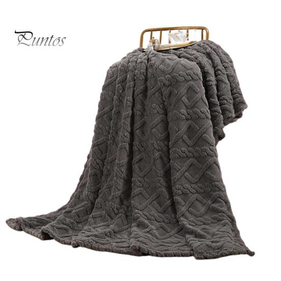 Nap Throw Blanket Double-sided Solid Color Thick Plush Three-Dimensional Embossing Machine Washable Office Home Bed Sofa Travel Cozy Warm Winter