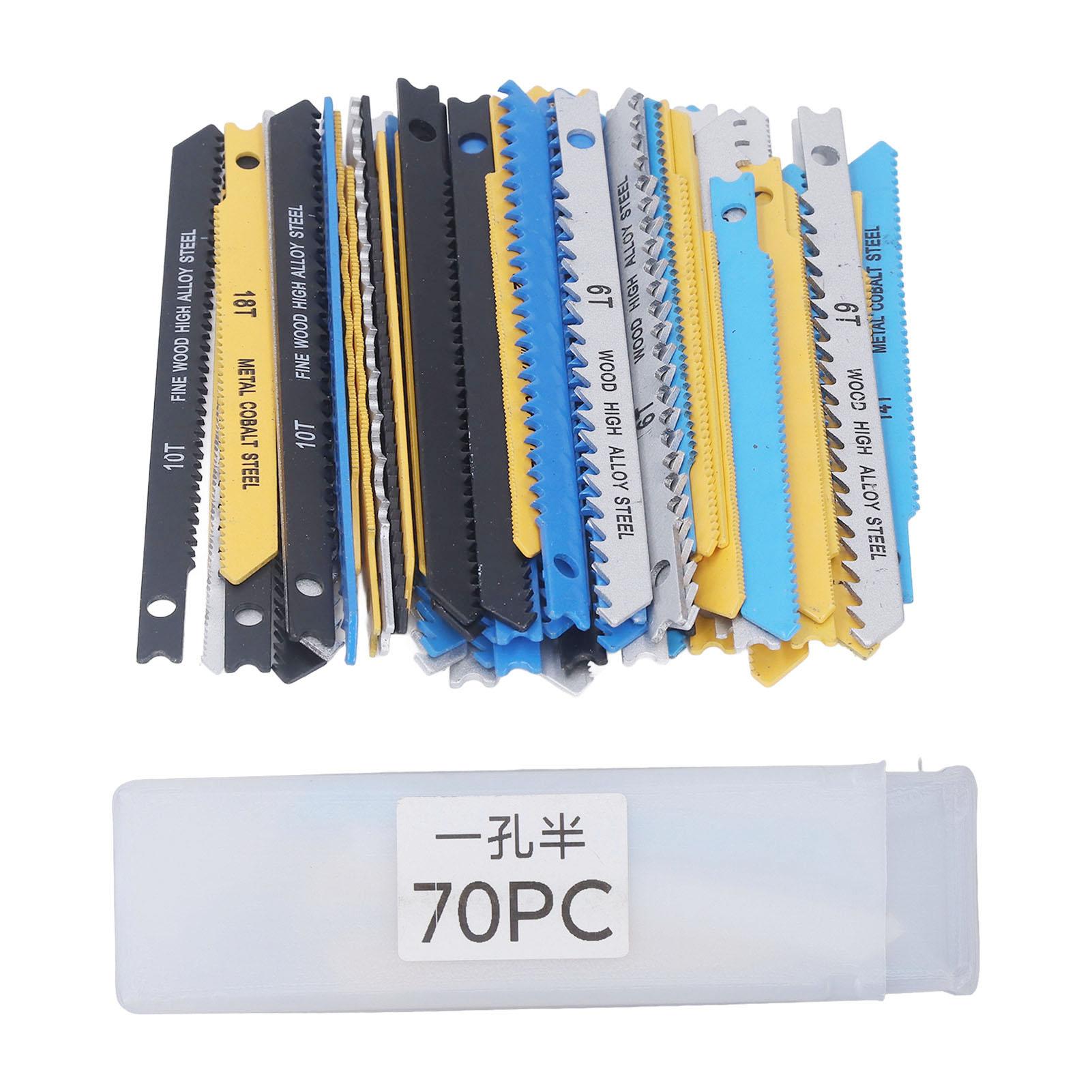 

Набор из 70 пильных полотен для лобзика 6, 8, 10, 14, 18, 24, 32TPI, высокоуглеродистая сталь, U-образный хвостовик, пильные полотна для лобзика по дереву