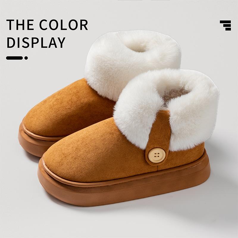 

Зимние сапоги флисовые теплые и нескользящие домашние 2025 зима новые высокие на толстой подошве пушистые хлопковые туфли 40-41 [Suitable for 39-40 feet] коричневый