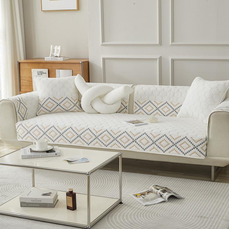 Fabric Embroidered Sofa Cushion Cotton Non-Slip Leather Sofa Cover Slipcover Four Seasons General Fabrics Sofa Cushion Cover Towel