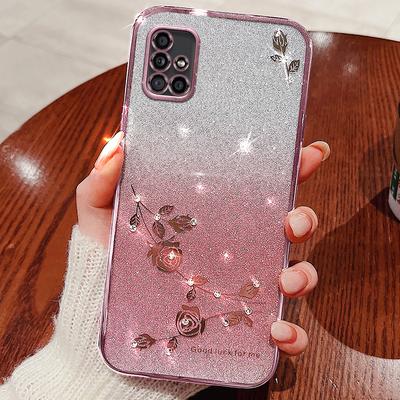KADEM For Samsung Galaxy A51 5G SM-A516 Soft TPU Phone Case Flower Rhinestone Decor Gradient Glitter Phone Cover