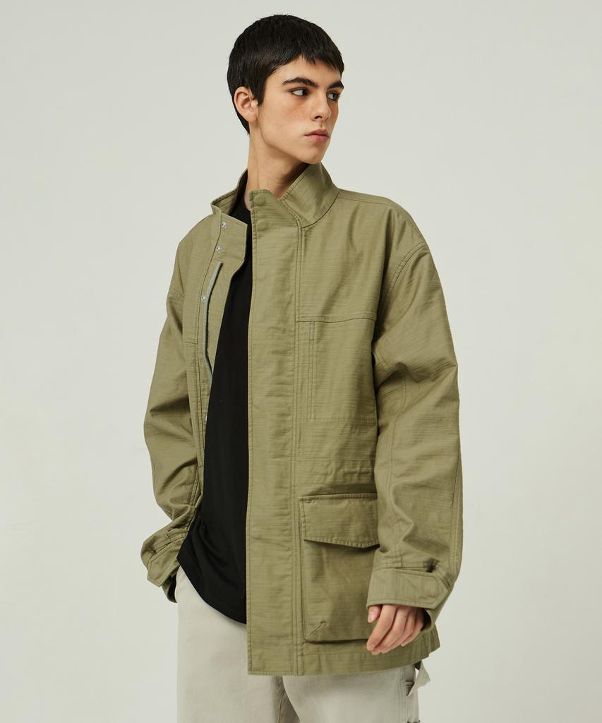 Magoodgan Safari 5311 Satin Cotton Oversized Khaki Field Jacket