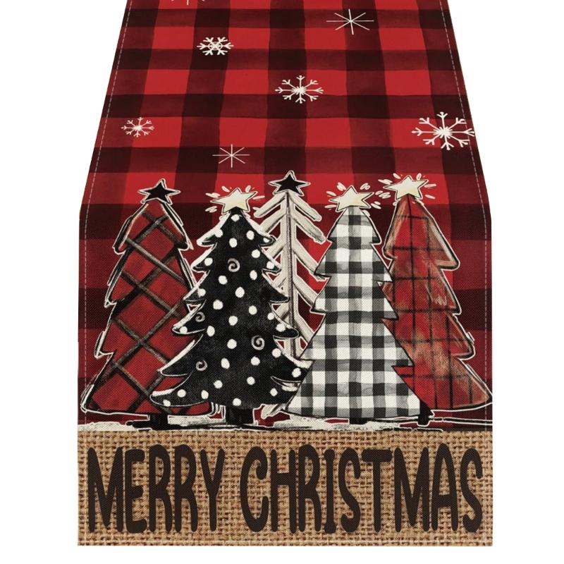 

Elegant Tableclooth Santa Snowman Reindeer Themed Table Runner Table Cloth Perfectly for Christmas Dining Decoration