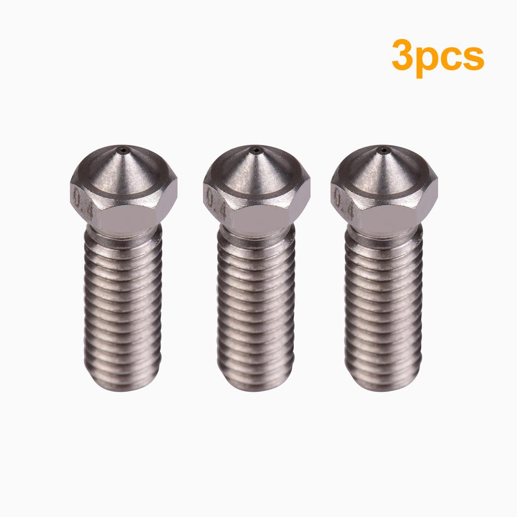 3pcs 3D Printer Extruder Stainless Steel Volcano Nozzle M6 Thread Printer Head 0.4mm Output for