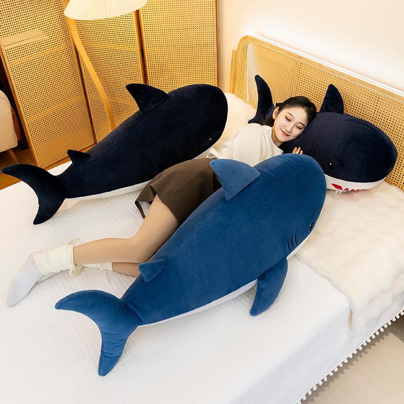 Shark Animal Shape Pillow Filled With Embroidery Design For Relaxing And Resting