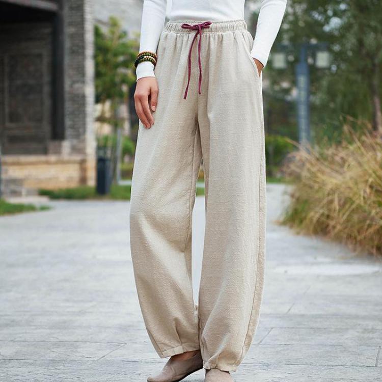 

Johnature Lantern Pants Осінньо-зимові вільні ретро жіночі штани великих розмірів One Size бежевий