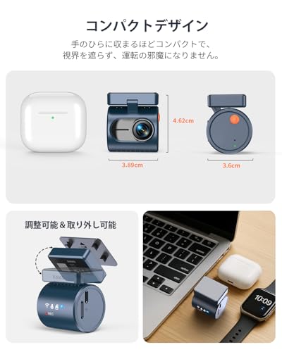 KAWA 2K Compact Dashcam, G-Sensor Equipped, 32GB SD Card Included, Built-in WIFI, 1296P Dashcam, Voice Recognition Dashcam, App Connectivity, WDR/3D D