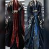 Hanfu Wei Jin Style Unisex Wide Sleeve Costume Set With Embroidery Red Blue Options