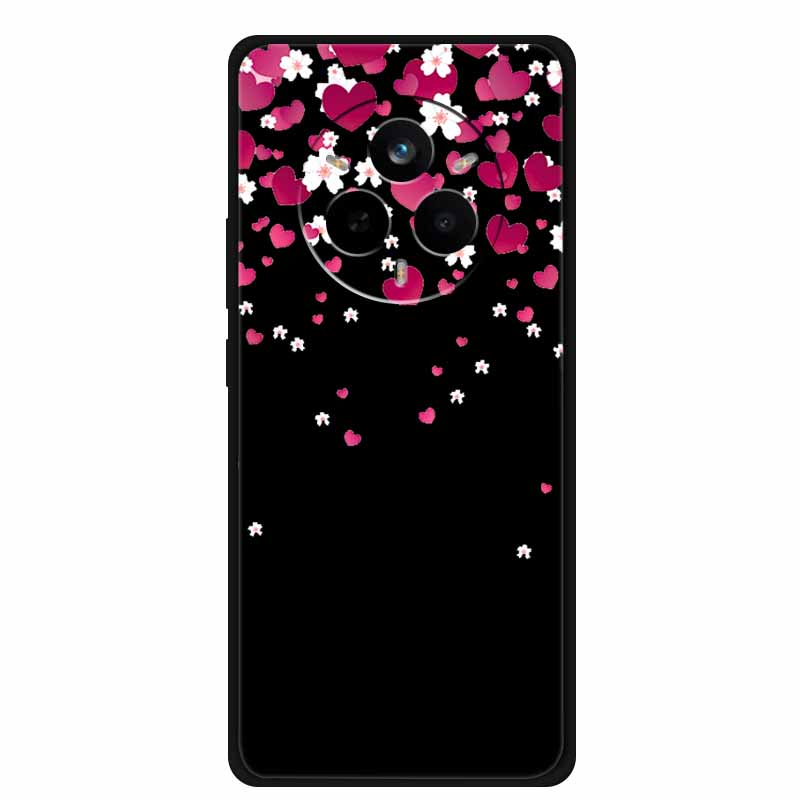For Realme 14 Pro Case Luxury Phone Cover For Realme 14 Pro+ Cute Floral Black Silicone Soft Case TPU Funda Realme 14 Pro Plus