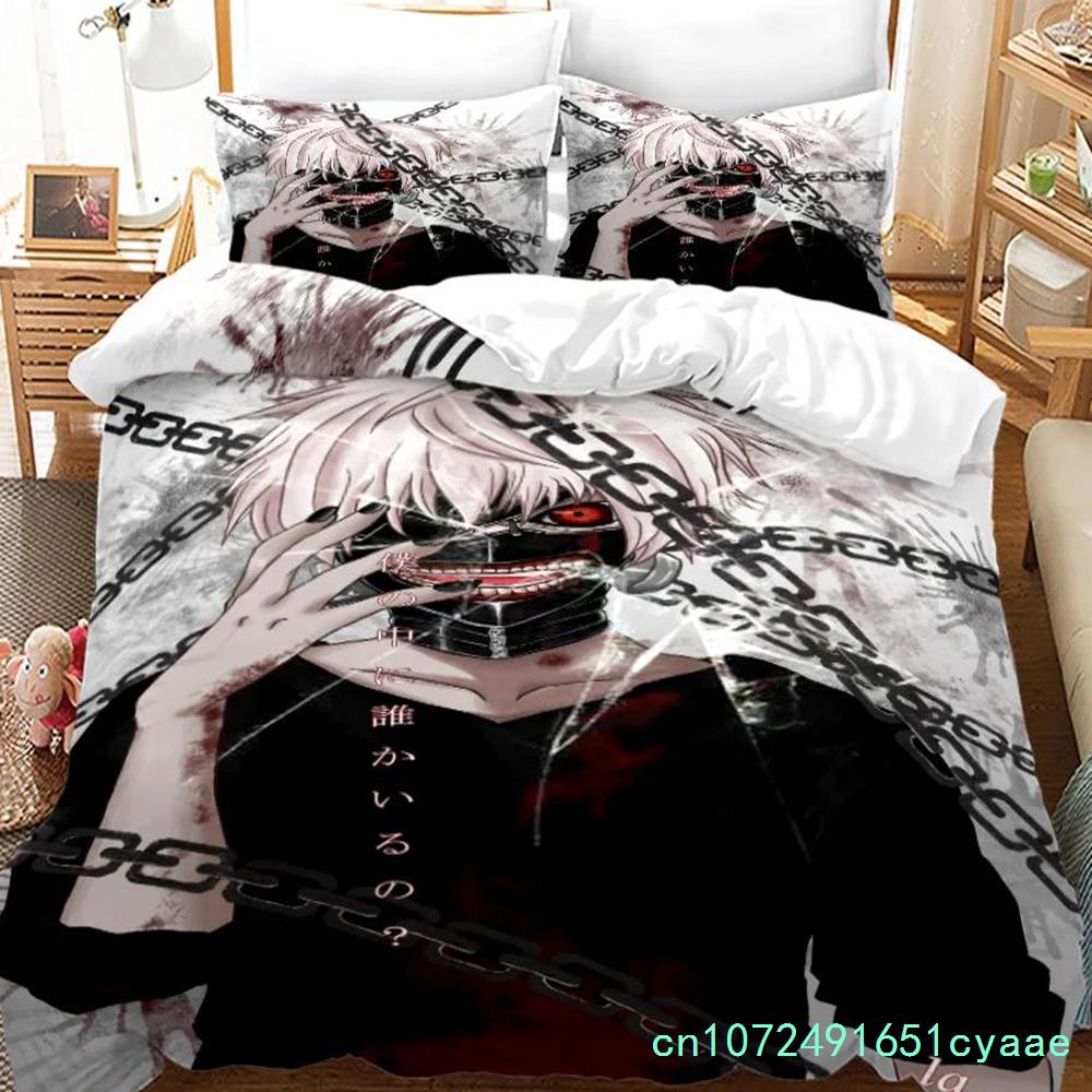 3D Printed Anime Tokyo Ghoul Bedding Set Duvet Cover Kaneki Ken Double Twin Full Queen King Adult Kids Bedclothes Quilt Cover