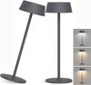 LED Table Lamp with USB Dimming Option, Black, Rechargeable, 2 Pcs.