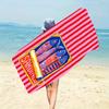 Sardinen Dose Aquarell Strandtuch Rosa Weiß gestreift Handgemalter Stil Leichtes Reisehandtuch Damen Sommergeschenk