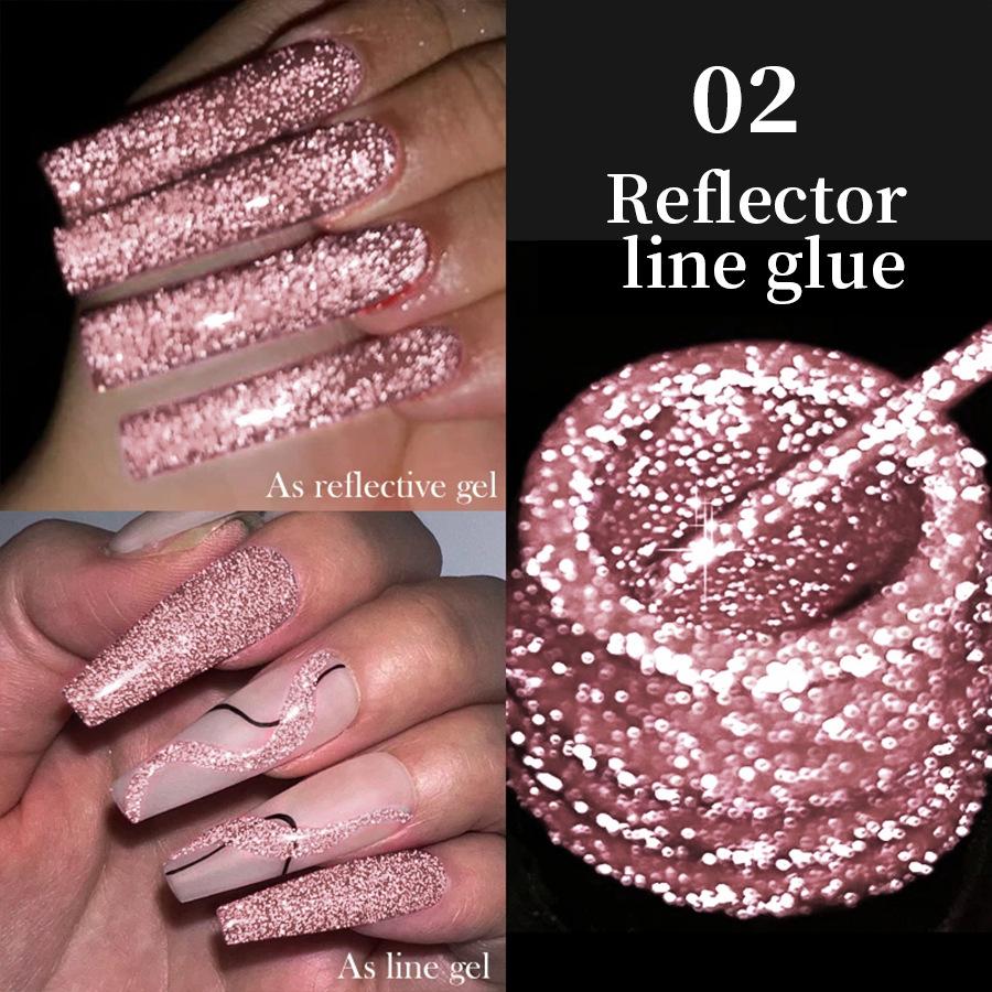 3D Metallic Nail Line Gel High Shine Reflective Flash Chrome DIY & Salon Use Dazzling Sparkle Nail Art Stripe Gel
