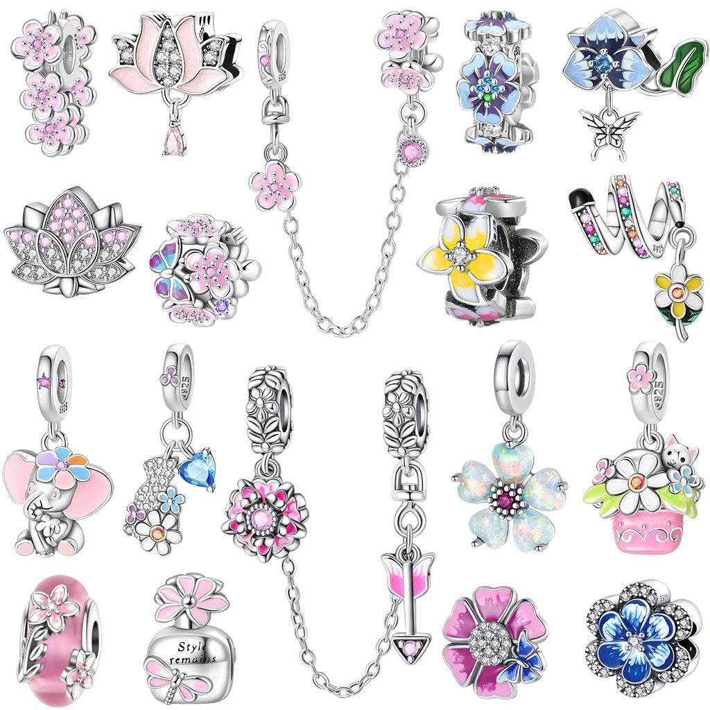 Kupfer Romantische Blumen Anhänger Blühende Rosen Anhänger Perlen Passend für Original Armbänder Halsketten DIY Schmuck Geschenk für Frauen