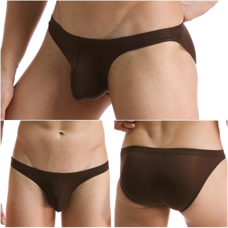 Men's Triangle Underwear Ultra-thin Ice Silk Transparent Comfortable and Sexy Adult Low Waist