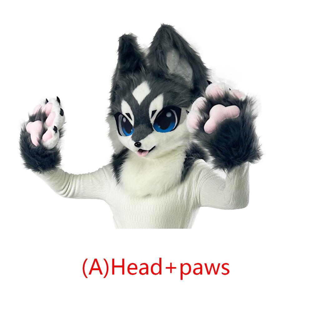 In Stock Fursuit Testa Economica Testa Animale Costume Gatto Testa Pelosa Kemono Cane Carino Testa Costume Gioco di Ruolo