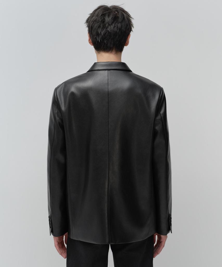 Musinsa Standard Synthetic Leather Oversized 3-Button Blazer [Black]