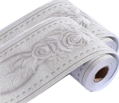 Fácil Elegante Padrão de Rosa Acabamento Borda Papel de Parede Removível Impermeável Reparo Mascaramento x 5m Adesivo de Parede [SRrabbit] Faça Você Mesmo! Adesivo, Fita, 10,5cm (Branco,