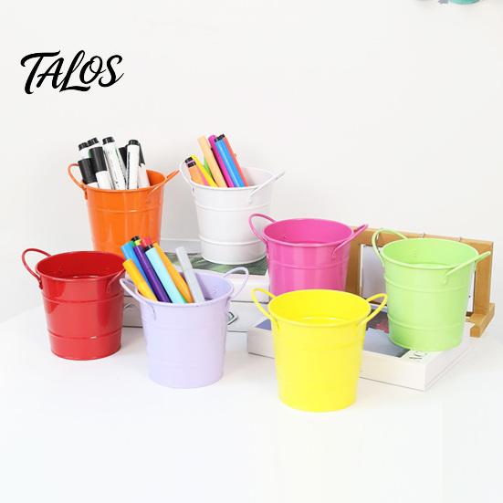 Talos Creative Iron Pen Holder, Rustic Desk Organizer for Office, Metal Pencil Cup Makeup Brushes, Small Storage Bucket Office And Home Use