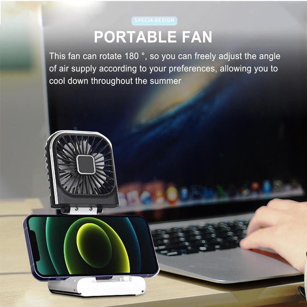 USB Rechargeable Handheld Fan Multi-purpose Hanging Neck Fan Silent 4 Modes Battery Powered Fan With Display For Travel