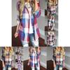 Women Long Sleeve Plaid Linen Shirt With Turndown Collar For Casual Office Wear