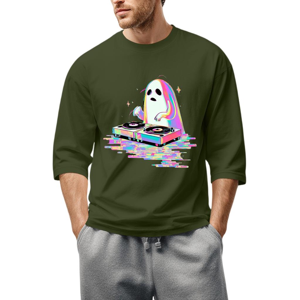 Men'S Round Neck Three-Quarters Sleeve Top Casual Fashion T-Shirt