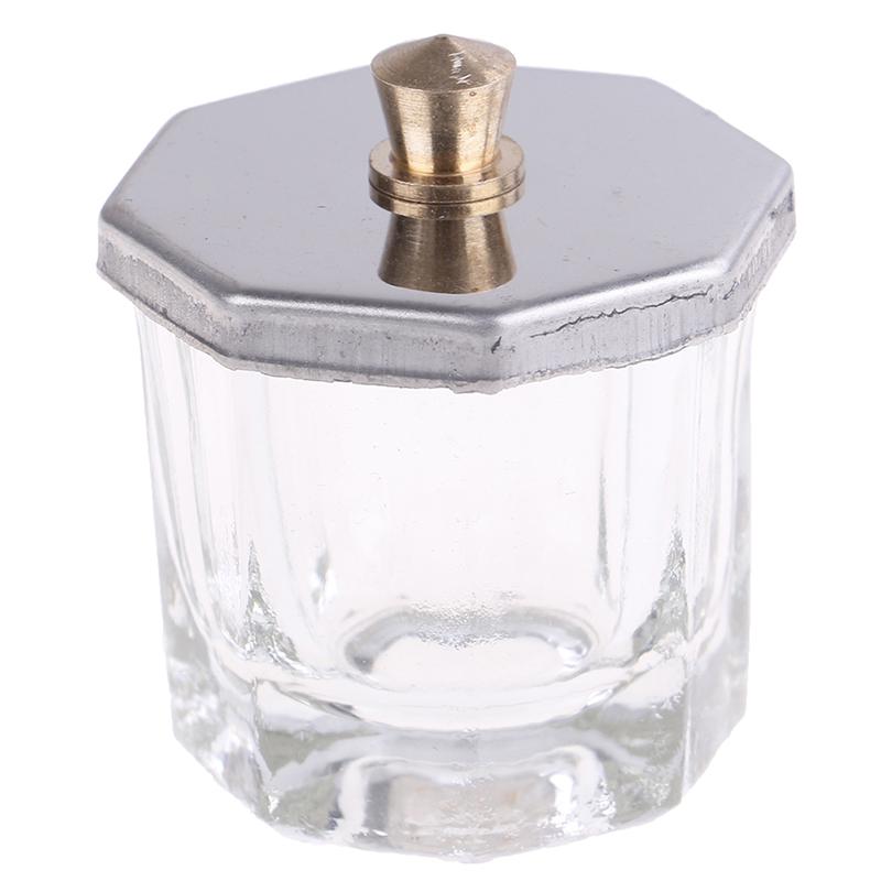 1Pcs Rainbow Crystal Clear Acrylic Liquid Dish Tappen Dish Glass Cup With Lid Bowl For Acrylic Powder Monomer Nail Art Tool