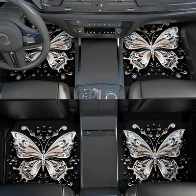 Schmetterling Auto Fußstütze Gummiunterseite Wasserdicht und Glatt Limousine SUV Universal Kieselgur Material Ganzjahres-Universal für Männer und Frauen