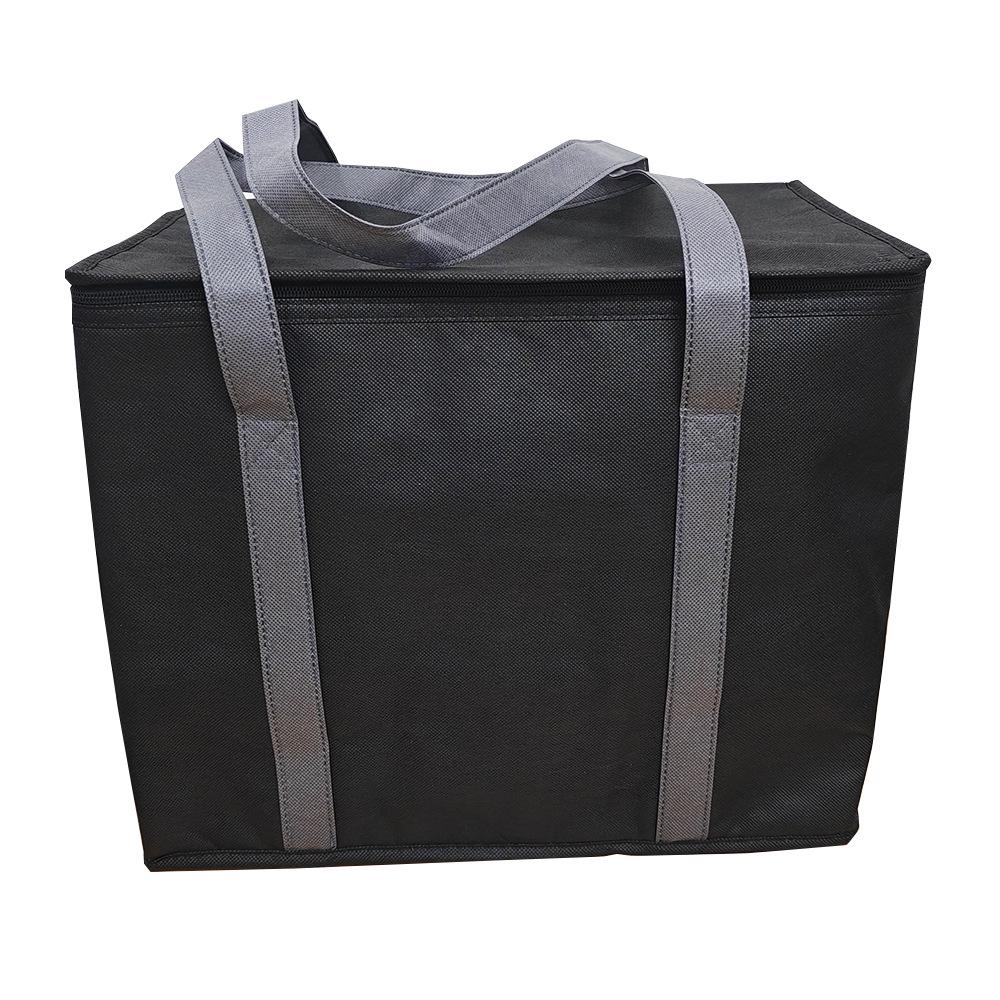 Large Capacity Double Zipper Insulated Picnic Ice Pack Bag – Black Non-woven Fabric